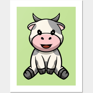 cute cow smiling Posters and Art